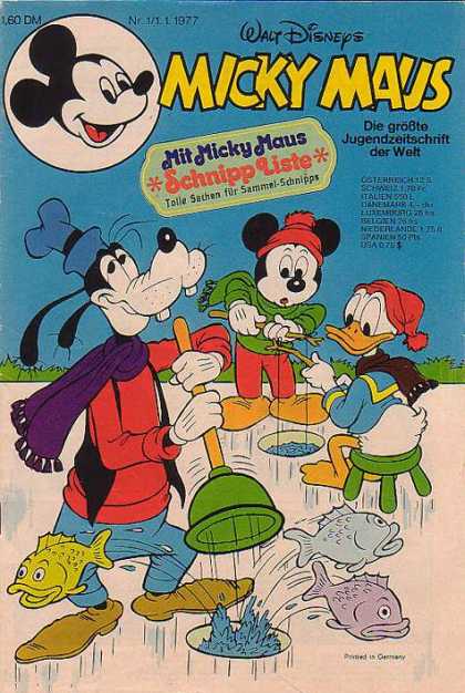 Micky Maus 1098 - Mickey - Donald - Goofy - Ice Fishing - Plunger