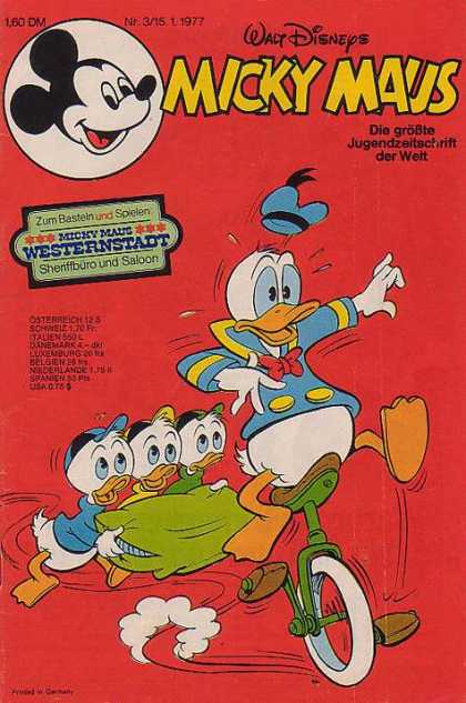 Micky Maus 1100 - Mickey Mouse - Donald Duck - Huey Louie U0026 Dewey - Unicycle - Pillow