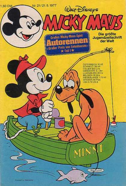 Micky Maus 1118 - Nr 21215 - 1977 - Mickey Fishing - Goofy Fishing With Tail - Minni Boat