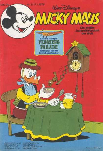 Micky Maus 1153 - Cuckoo Clock - Food - Bowl - Table - Walt Disney