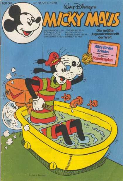 Micky Maus 1184 - Mickey Mouse - Goofy - Bathtub - Outboard Motor - Electric Fan