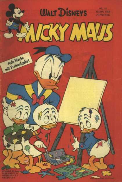 Micky Maus 124 - Walt Disneys - Donald Duck - Paints - Canvas - Ducks