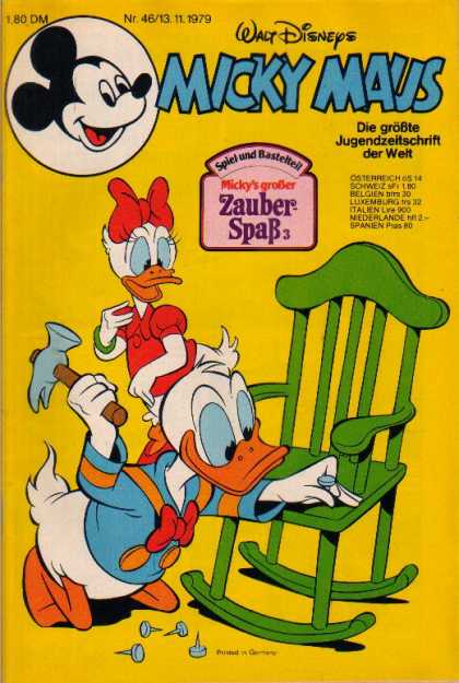 Micky Maus 1248 - Walt Disney - Donald Duck - Daisy Duck - Green Rocking Chair - Hammer