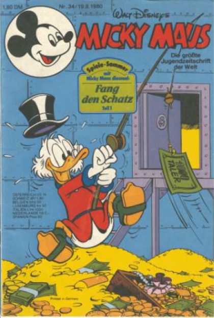 Micky Maus 1272 - Scrooge Mcduck - German Scrooge Mcduck - German Walt Disney - Fang Den Schatz - Lots Of Money On The Front