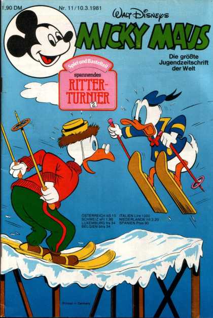 Micky Maus 1289 - Walt Disney - Donald Duck - Skiing - Snow - Cliff