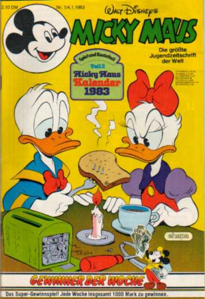 Micky Maus 1384 - Walt Disney - Donald Duck - Daisy Duck - Toaster - Candle