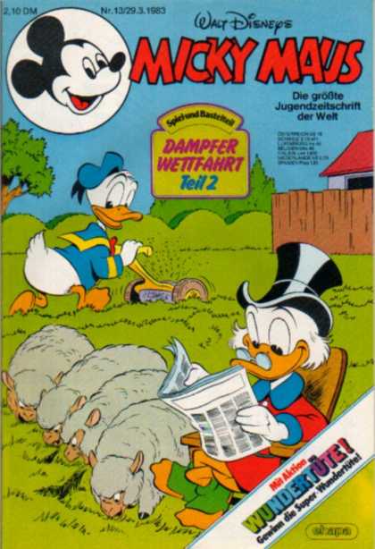Micky Maus 1396 - Donald Duck - Walt Disney - Sheep - Lawn Mower - Scrooge