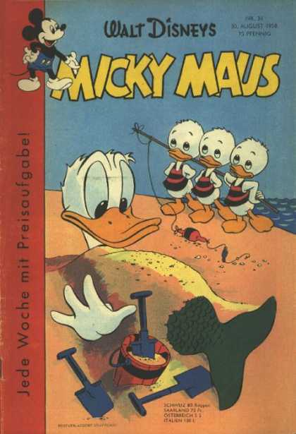 Micky Maus 140 - Donald Duck - Fishing Pole - Shovel - Sand - Water