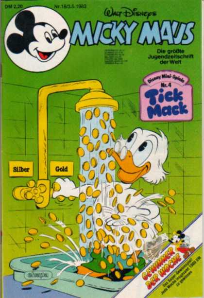 Micky Maus 1401 - Scrooge Mcduck - Shower - Coins - Money - Bathroom