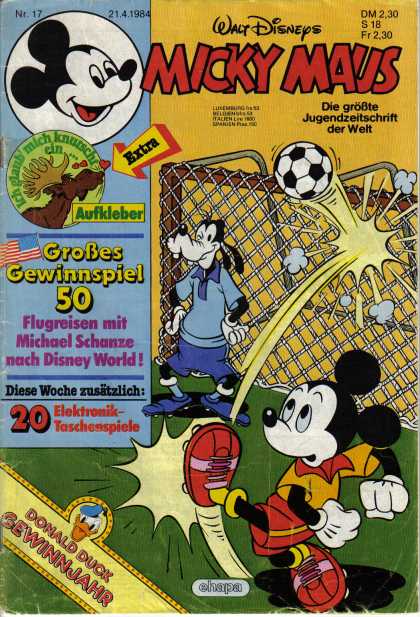Micky Maus 1452 - Walt Disney - Soccer - Fence - Moose - Flag