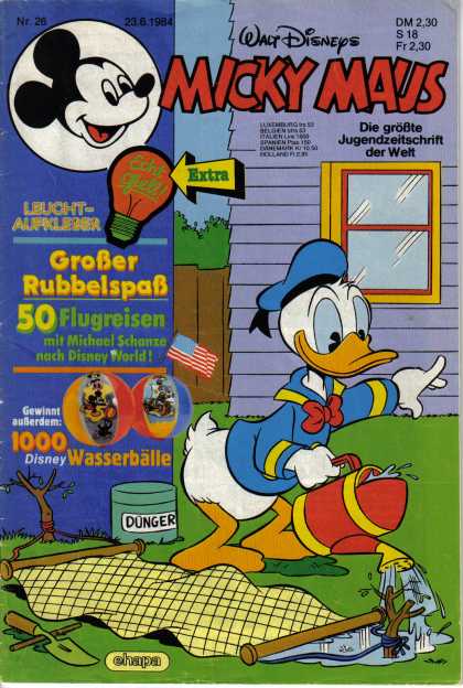 Micky Maus 1461 - Walt Disney - Donald Duck - Hammock - Watering Can - Wasserballe Beachball