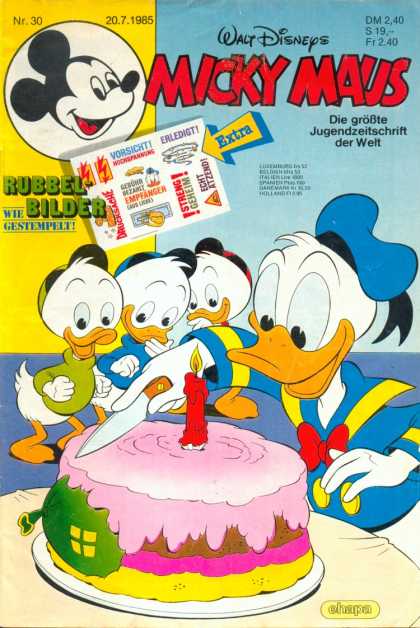 Micky Maus 1491 - Candle - Birthday Cake - Balloon - Donald Duck - Knife
