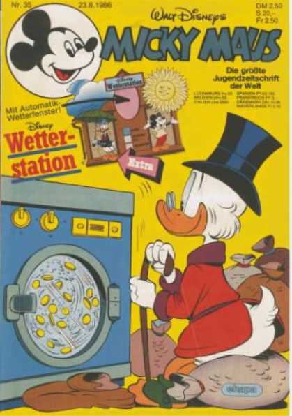 Micky Maus 1518 - Disney - Washing Machine - Uncle Scrooge - Coins - Money Bag