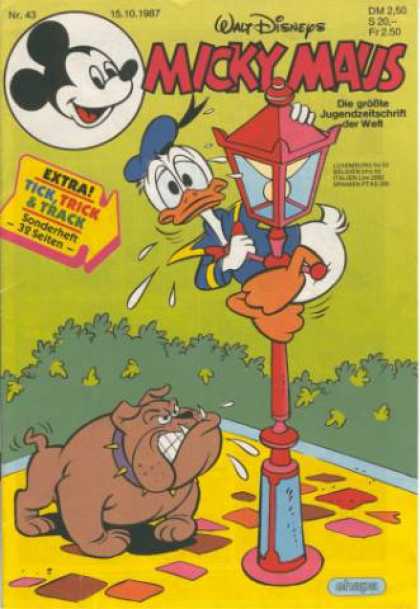 Micky Maus 1550 - Donald Duck - Dog - Lamppost - Shrubs - Collar