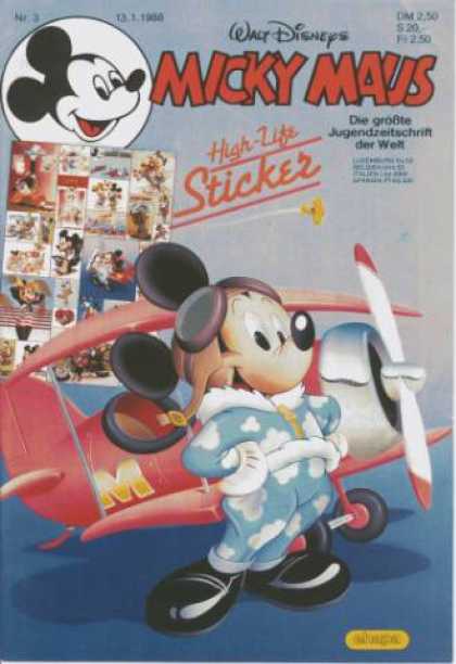 Micky Maus 1552 - Pilot - Plane - Mouse - Goggles - Wings