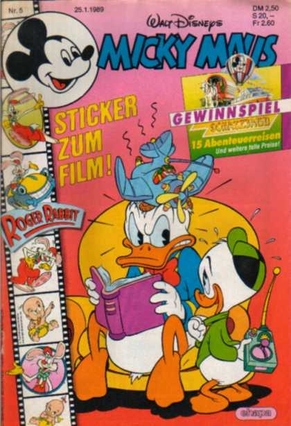 Micky Maus 1589 - Walt Disney - Sticker Zum Film - Donald Duck - Red Bow Tie - Blue Plane