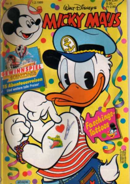 Micky Maus 1590 - Walt Disney - German - Donald Duck - Faschings- Tattoos - Sailor Hat
