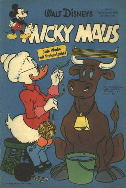 Micky Maus 160 - Cow - German Comic Book - Grandma Duck - Yarn - Cow Bell