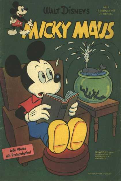 Micky Maus 165 - Mickey Mouse - Fish Bowl - Mini Whale - Reading - Surprised