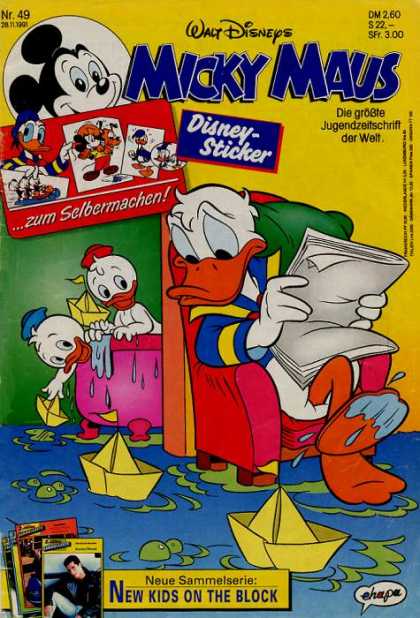 Micky Maus 1728 - Bathtub - Water - Paper Boats - Reading Newspaper - Donald Duck