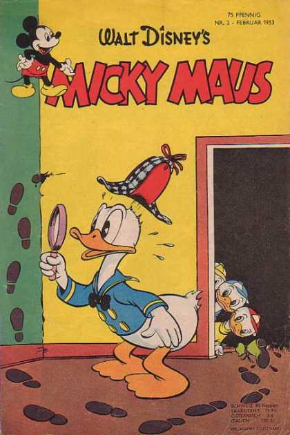 Micky Maus 18 - Donald Duck - Investigation - Magnifying Glass - Footprints - Nephews