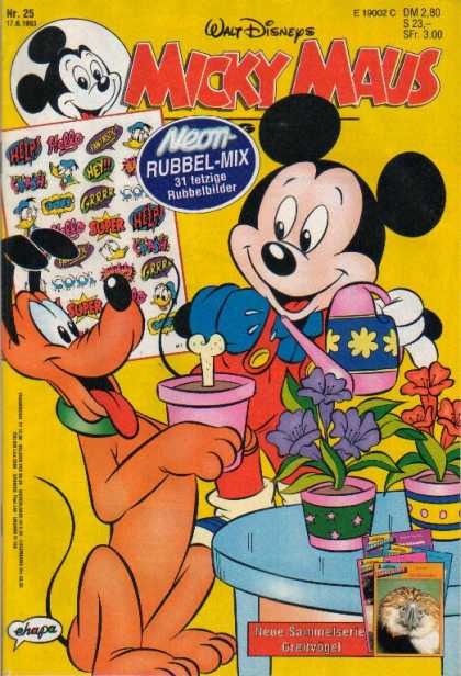 Micky Maus 1811 - Walt Disney - Nr 25 - Pluto - Watering Bone Plant - Neon Rubbel-mix