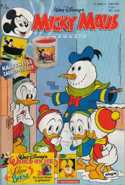 Micky Maus 1840 - Snowman - Mickey Mouse Mug - Huey Dewey And Louie - Donald Duck - Disney On Ice