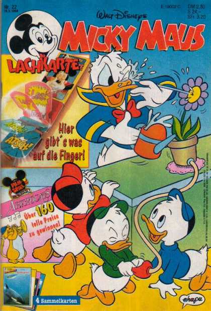 Micky Maus 1860 - Walt Disney - Lachkarte - Donald Duck - Watering Can - Flower Pot