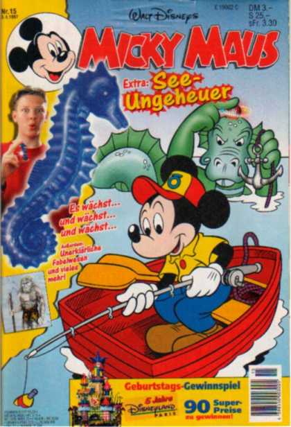 Micky Maus 2013 - Mickey Mouse - Mickey Mouse Rowing A Boat - See-ungeheuer - Sea Horse - Mouse In A Boat