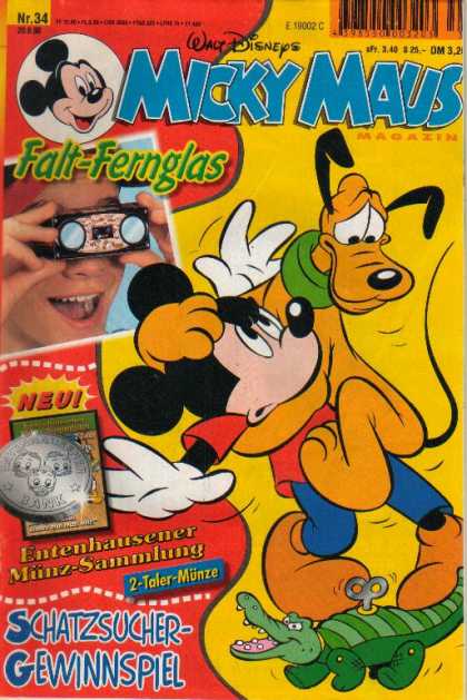 Micky Maus 2085 - Walt Disneys - Nr34 - Falt-fernglas - Magazin - 2-taler-munze