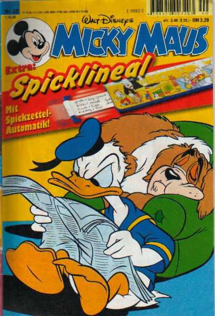 Micky Maus 2091 - Spicklineal - Mit Spickzettel Atomatik - Donald - News Paper - Dog
