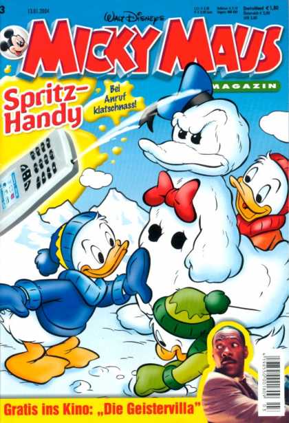 Micky Maus 2369 - Duck Snowman - Nephews - Remote Control Spritzer - Spritz-handy - Wool Caps With Pom Poms