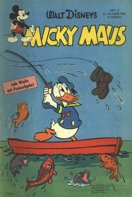 Micky Maus 253 - Walt Disneys - Donald Duck - Fish - Boat - Fishing Pole