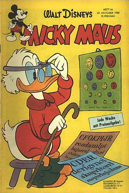 Micky Maus 254 - Scrooge Mcduck - Walt Disney - Coins - Glasses - Jede Woche