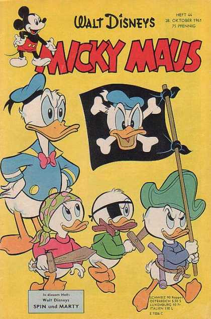 Micky Maus 306 - Walt Disney - Donald Duck - Green Captains Hat - Pirates Flag - Eye Patch