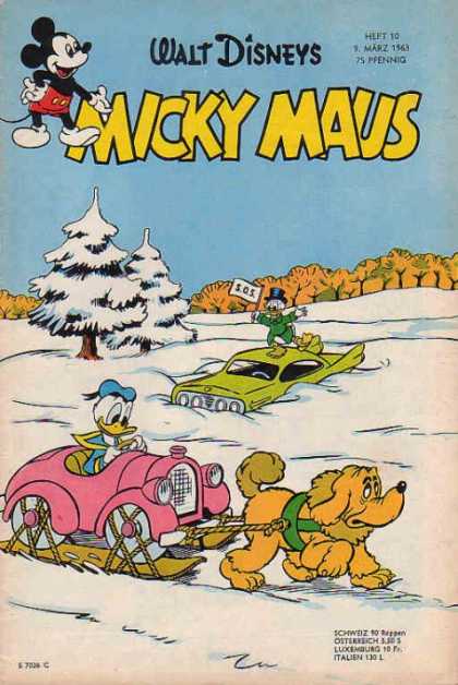 Micky Maus 377 - Donald Duck - Sled - Snow - Car - Sos
