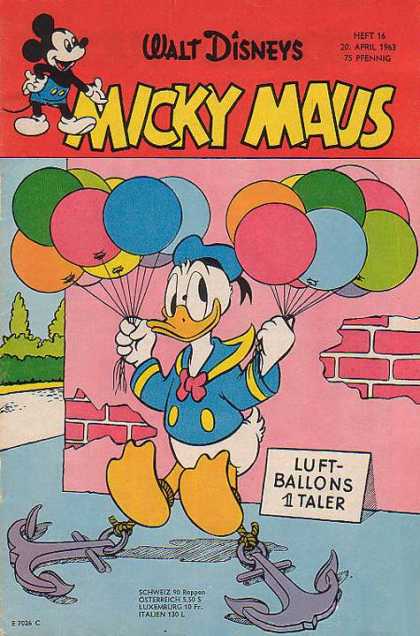 Micky Maus 383 - Donald Duck - Many Balloons - Anchors - Brick Wall - Walt Disney