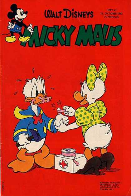 Micky Maus 410 - Disney Donald Daffy - Daffy Duck Nurse - Donalds Mouth Taped Shut - Donald Duck Hammer - Nurse Daffy Duck