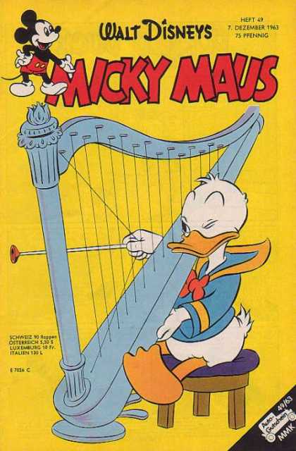Micky Maus 416 - Donald Duck - Harp - Plastic Arrow - Walt Disney - Wood Stool
