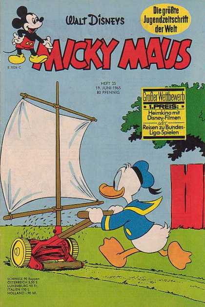 Micky Maus 496 - Donald Duck - Lawn Mower - Sail - Tree - Red Fence
