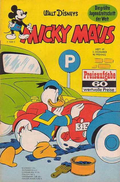 Micky Maus 572 - Walt Disneys - Car - Donald Duck - Sign - Wall