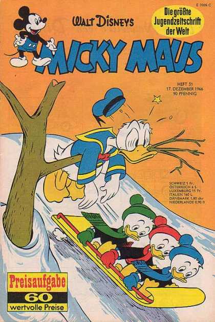 Micky Maus 574 - Micky Maus - Mickey Mouse - Donald Duck - Sled - Snow