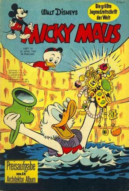 Micky Maus 592 - Gold - Donald Duck - Swimming - Face Mask - Diamonds