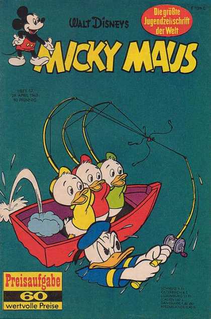 Micky Maus 593 - Ducks - Water - Boat - Fishing - Scared