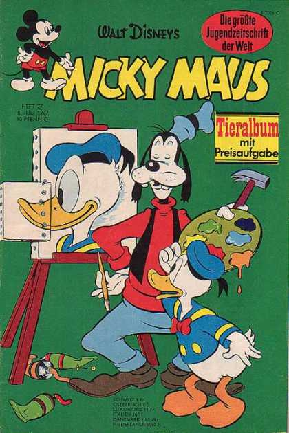 Micky Maus 603 - Goofy - Donald Duck - Easel - Paint - Paint Brush