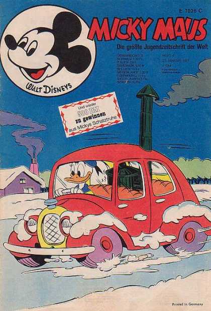 Micky Maus 788 - Mickey Mouse - Donald Duck - Walt Disney - Snow - Red Car