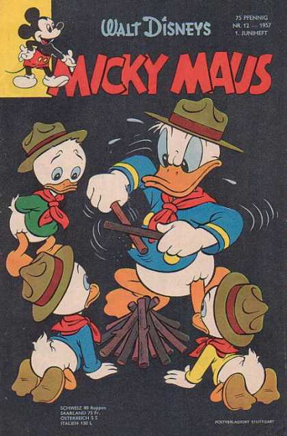 Micky Maus 90 - Donald Duck - Nephews - Hats - Camping - Campfire