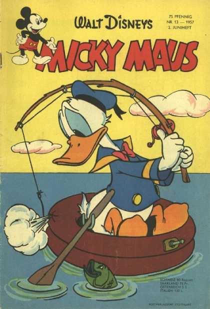 Micky Maus 91 - German - Mickey Mouse - Walt Disney - Donald Duck - Fishing