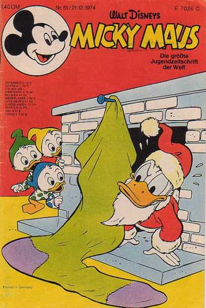 Micky Maus 992 - Huey Dewey And Luey - Pajamas - Donald Duck - Santa Costume - Mantel