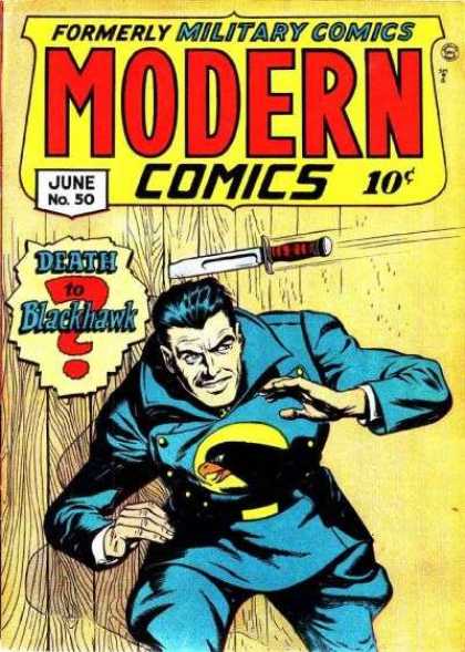 Modern Comics 50 - Blackhawk - Avoid - Knife - Death - Wall